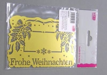Metallschablone 14,5 cm x 9,5 cm Frohe Weihnachten