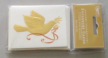 Caspari Minikarte geprägt mit Umschlag Set mit 4 Stück Dove with Branch Embossed