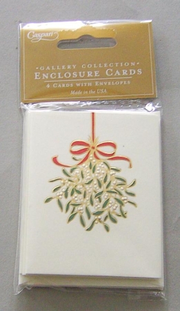 Caspari Minikarte geprägt mit Umschlag Set mit 4 Stück Mistletoe Embossed