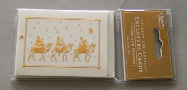 Caspari Minikarte geprägt mit Umschlag Set mit 4 Stück Three Wisemen embossed