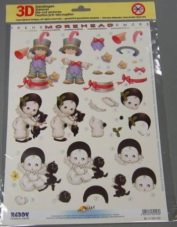 3D Stanzbogen Moreheads, Pierrot, Zirkus
