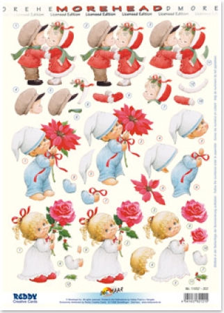 3D Stanzbogen Moreheads Kinder mit Blumen, Küßchen