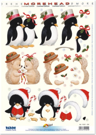 3D Stanzbogen Moreheads Pinguine und Igelpärchen