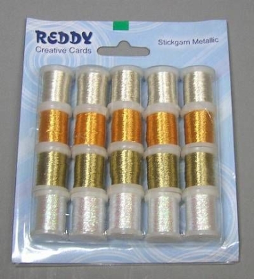 Feine Stickgarn Metallicfarben 4 Farben, 20 Spulen