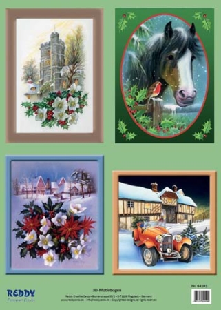 Reddy 3D Stanzbogen Weihnachtsszenen, Pferd, Auto, Gebäude