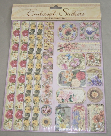Le Suh Geprägte Sticker Blumen mit Bordüren III
