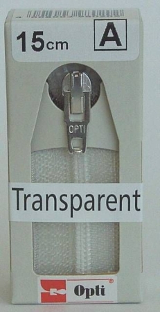 OPTI Reissverschluß nicht teilbar transparent 15 cm lang