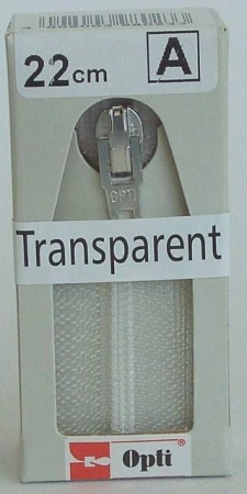 OPTI Reissverschluß nicht teilbar transparent 22 cm lang
