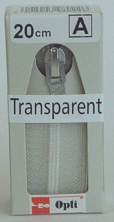 OPTI Reissverschluß nicht teilbar transparent 20 cm lang