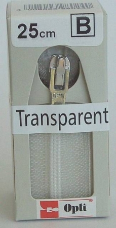 OPTI Reissverschluß nicht teilbar transparent 25 cm lang