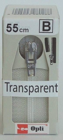 OPTI Reissverschluß nicht teilbar transparent 55 cm lang