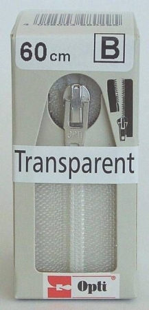 OPTI Reissverschluß nicht teilbar transparent 60 cm lang