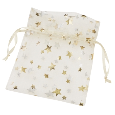 Organzasäckchen Sterne 10 x 13 cm creme