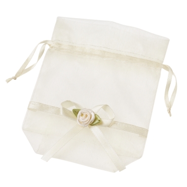 Organzasäckchen mit Boden 12 x 10 cm Rose creme