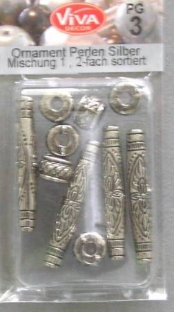 VIVA Decor Ornament Perlen Stäbchen und Rondell sillber