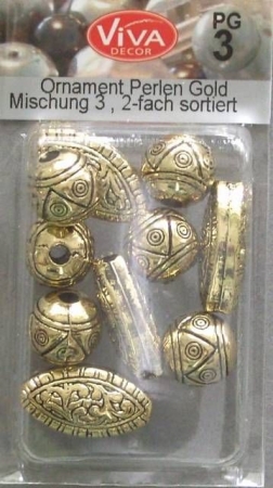 VIVA Decor Ornament Perlen Rhomben und Kugeln gold