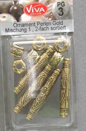 VIVA Decor Ornament Perlen Stäbchen und Rondelle gold