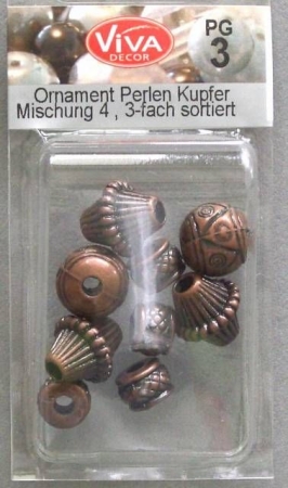 VIVA Decor Ornament Perlen Doppelkegel, Kugeln, Rondelle kupfer