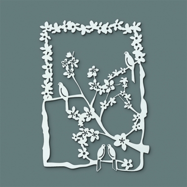 Stencils Ornament 1-teilig Blüten mit Vögel