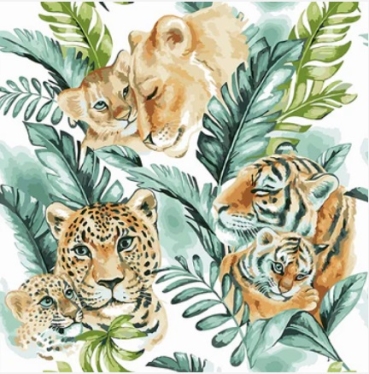 Craft Buddy PBN-5050C Painting by Numbers Framed Kit Malen nach Zahlen Jungle Cats