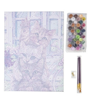 Craft Buddy PBN-3040-26 Painting by Numbers Framed Kit Malen nach Zahlen Hi Kittens