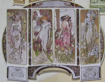 Preview: 3D Stanzbogen Jugendstil Flowers für Paraventkarte