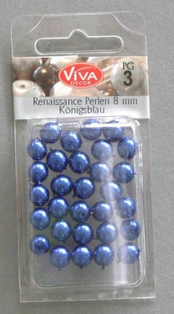 Renaissance Perlen 8 mm Durchmesser 30 Stück königsblau