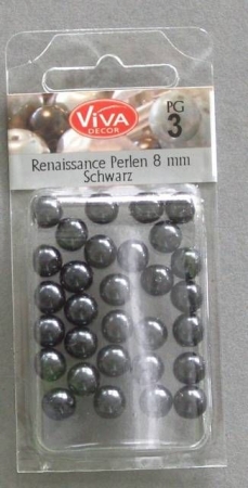 Renaissance Perlen 8 mm Durchmesser 30 Stück schwarz