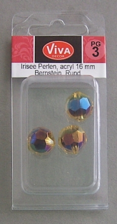 VIVA Decor Irisée Perlen acryl 16 mm rund Bernstein