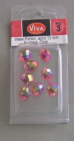 VIVA Decor Irisée Perlen acryl 12 mm Oval, Fuchsia