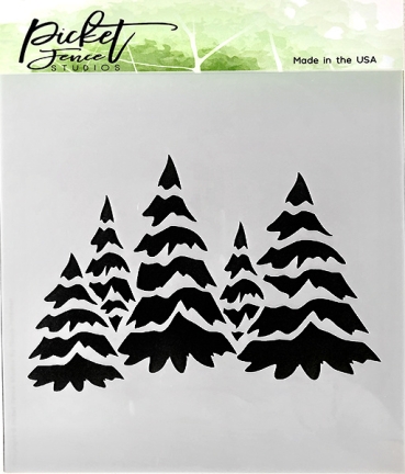 Picket Fence Studios Stencil Schablone Field of Snowy Trees