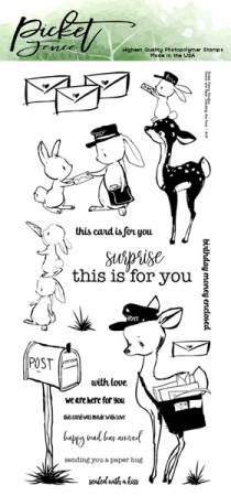 Picket Fence Studios Clear Stamps Peach and Piper Checking the Post