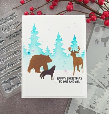 Preview: Picket Fence Studios Winter Forest Scenery 4 x 10 Inch Stencil