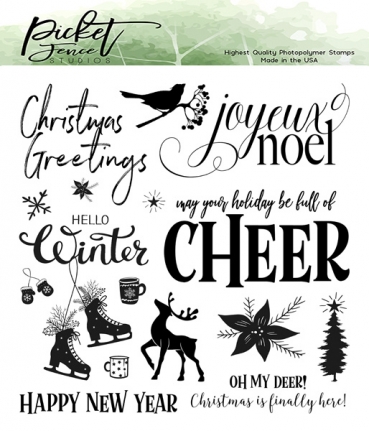 Picket Fence Studios Clear Stamps Transparente Stempel 6 x 6 inch Joyeux Noel