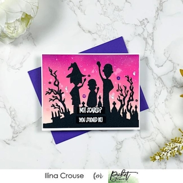 Preview: Picket Fence Studios Schablone Stencil 6 x 6 inch Be Spooky Together