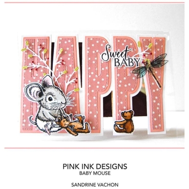 Preview: Pink Ink Designs A7 Clear Stamp Transparente Stempel Baby Mouse