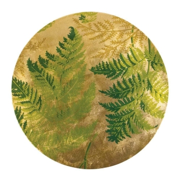 Caspari Round Lacquer Placemat in Gold FERN