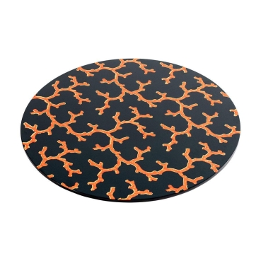 Preview: Caspari The Coral Sea Round Lacquer Placemat in Black