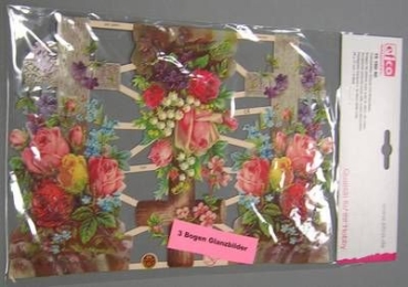 Poesiebild Kreuze mit Rosendeko 24 x 17 cm