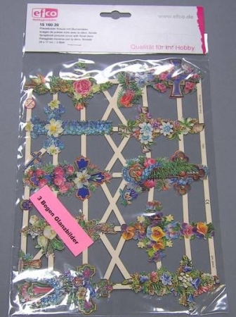 Poesiebild 24 x 17 cm Kreuze mit Blumendeko