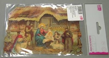 Poesiebild 11 x 16 cm Weihnachtskrippe