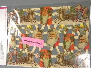 Poesiebild 11 x 16 cm Weihnachtsmann und Schlitten