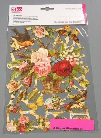 Poesiebild 24 x 17 cm Blumen Vögel Schmetterlinge