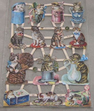 Poesiebild 24 x 17 cm Katzen Jugendtraum Glimmer silber
