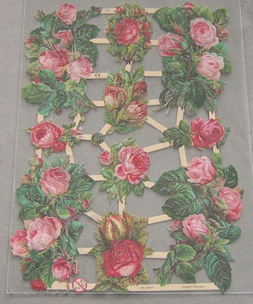 Poesiebild 24 x 17 cm Rosen Jugendtraum Glimmer silber