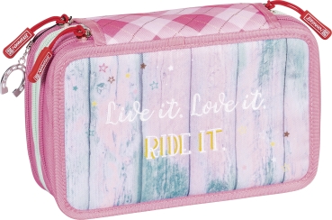 Preview: BRUNNEN Schüler-Etui 3 Reißverschlüsse Ponylove