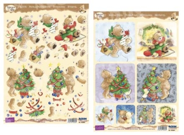 Reddy Cards "Popcorn the Bear" Christmas 3D Stanzbogen Set 6