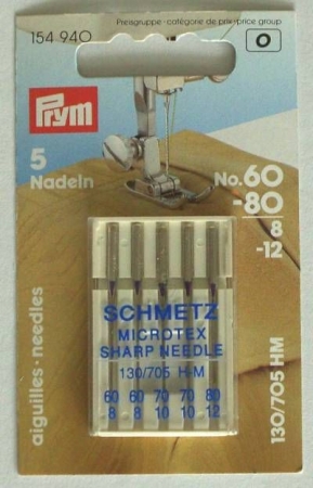 Prym Schmetz Microtex Nadeln Nr. 60  - 80, 5 Stück sorti.