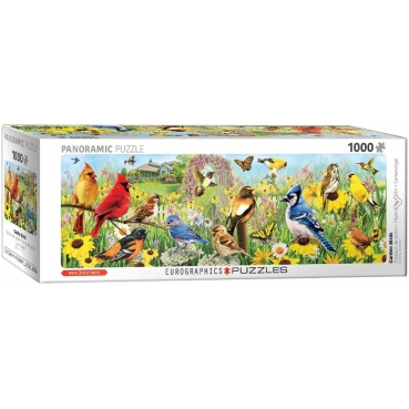 Puzzle mit 1000 Teilen Panorama Giordano Garden Birds Gartenvögel