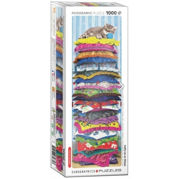 Puzzle mit 1000 Teilen Panorama Fluffy Kitty on Pillows